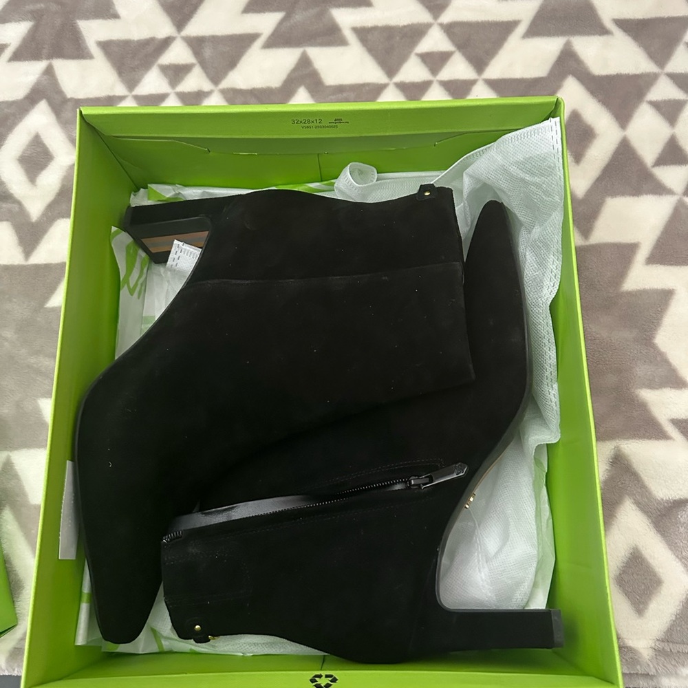 Sam Edelman Black Suede Ankle Booties with Side Zip Detail